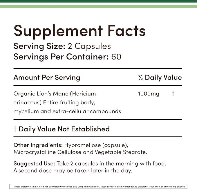 Organic Lion’s Mane Mushroom Capsules